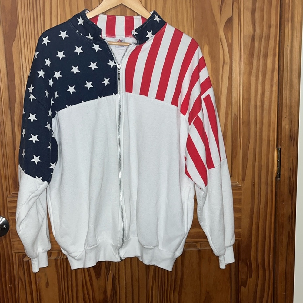 American Flag USA  Half Zip Sweatshirt Vintage